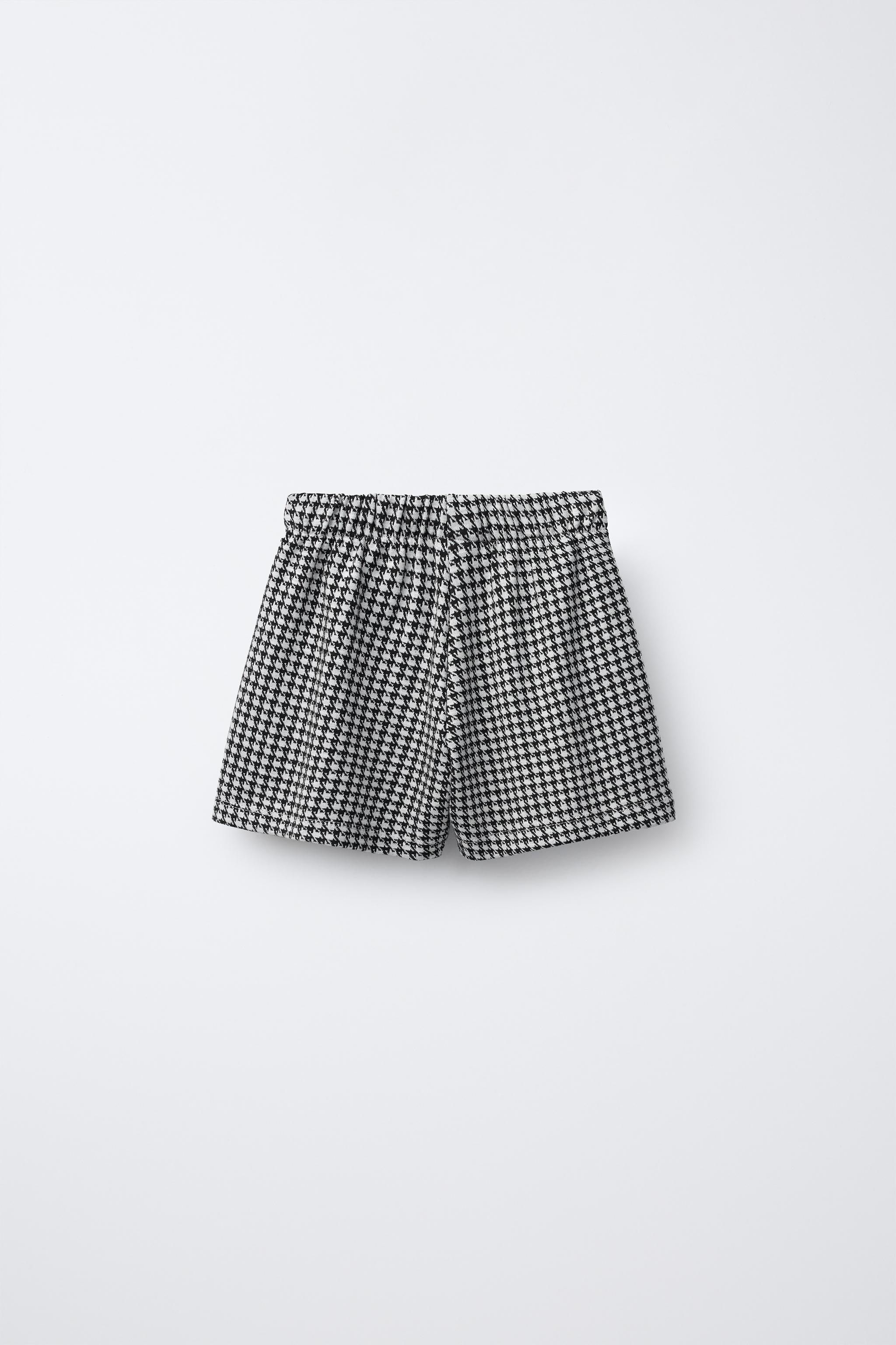 千鳥格子柄バミューダスコート - ホワイト/ブラック | ZARA
