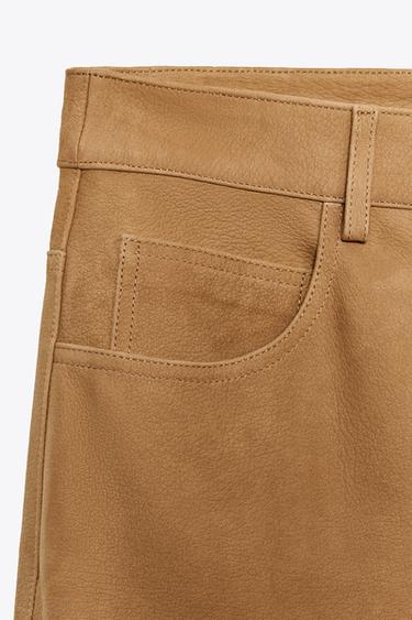 ZW COLLECTION LIMITED EDITION LEATHER TROUSERS - Mid-camel by Zara - Image 3