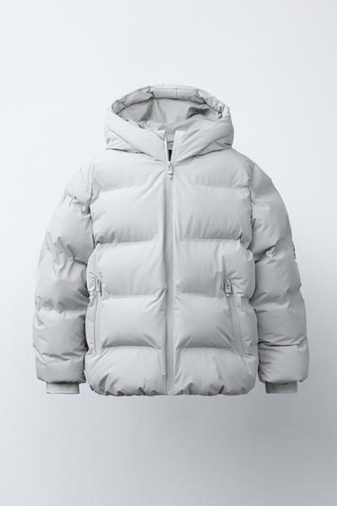 WATER-REPELLENT LABEL PUFFER COAT - Ice by Zara