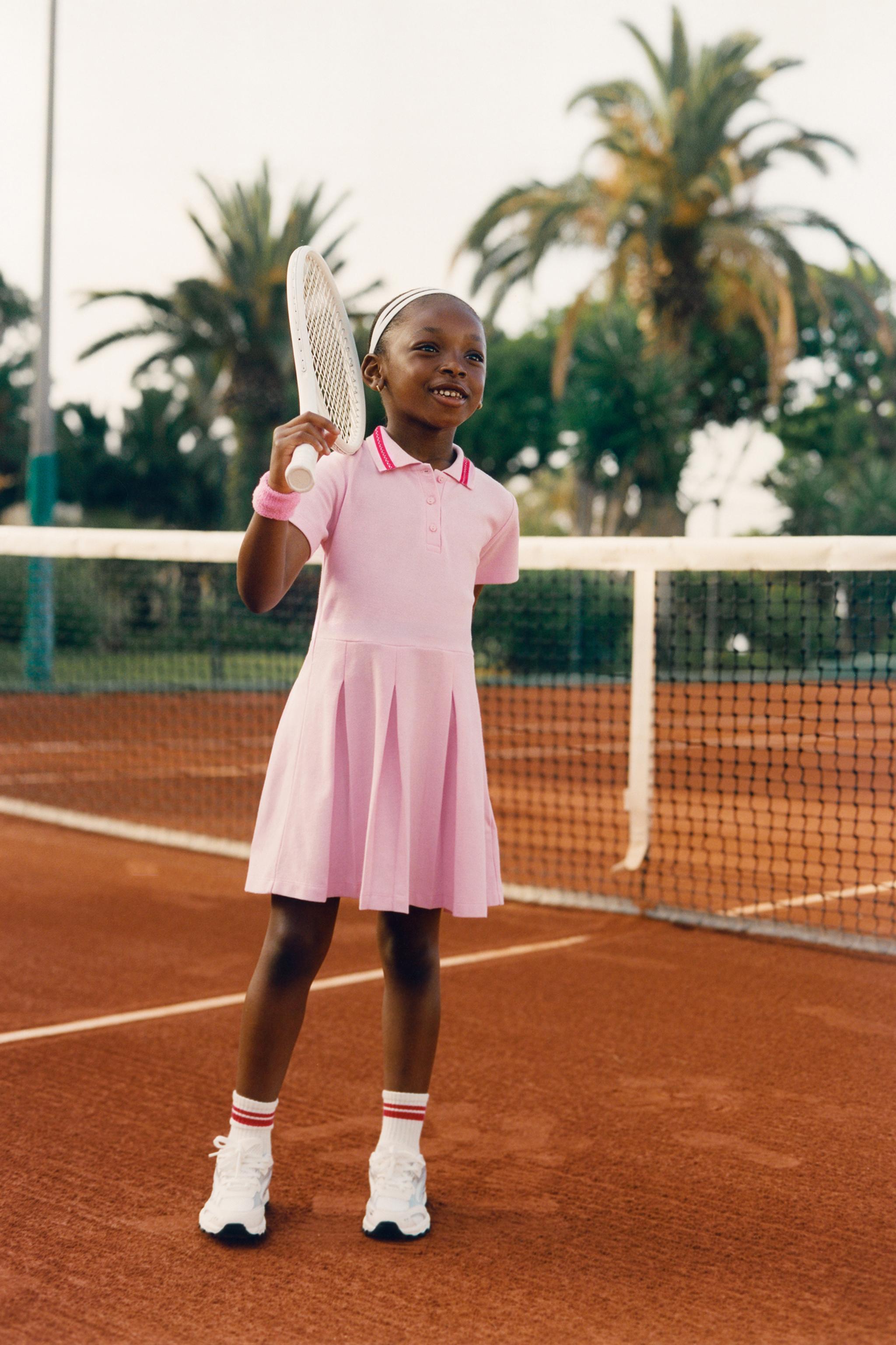 PIQUÉ POLO COLLAR DRESS — Pink