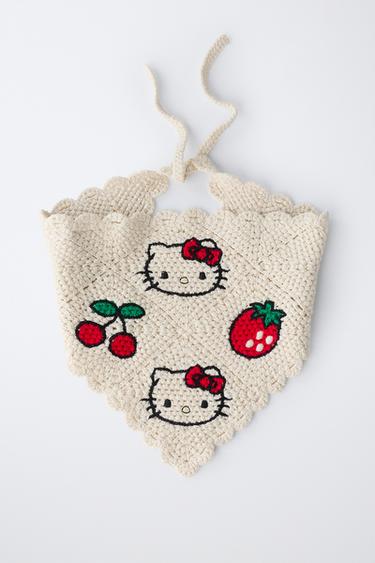 HELLO KITTY © SANRIO CROCHET KNIT BANDANA - Ecru by Zara - Image 3