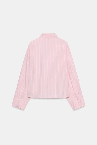 CHEMISE À RAYURES SANS MANCHES LARGES - Rose / Blanc de Zara - Image 7