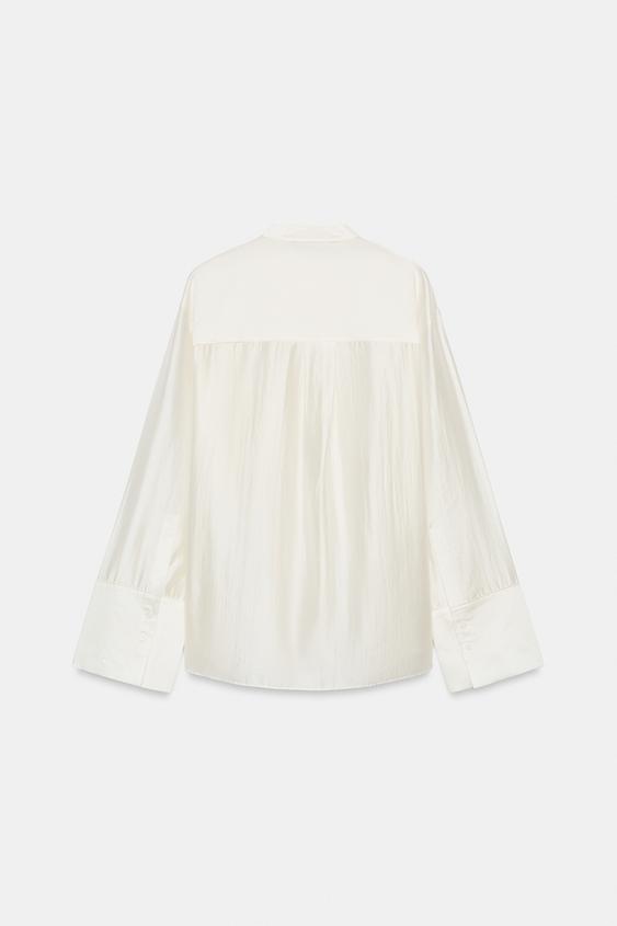 ZW COLLECTION EMBROIDERED POCKET SHIRT - Oyster-white by Zara - Image 8