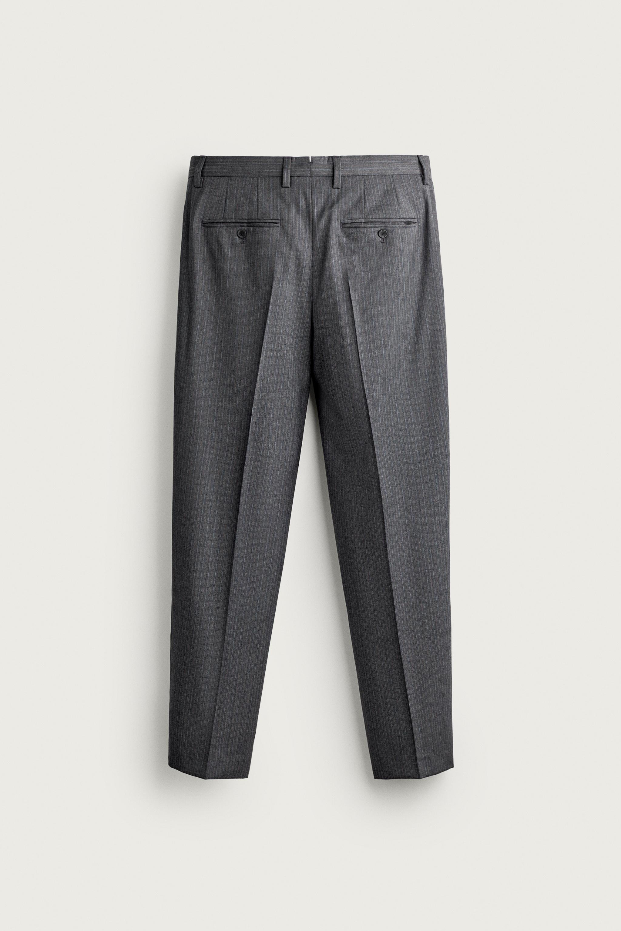 PANTALON DE COSTUME RAYURES 100% LAINE