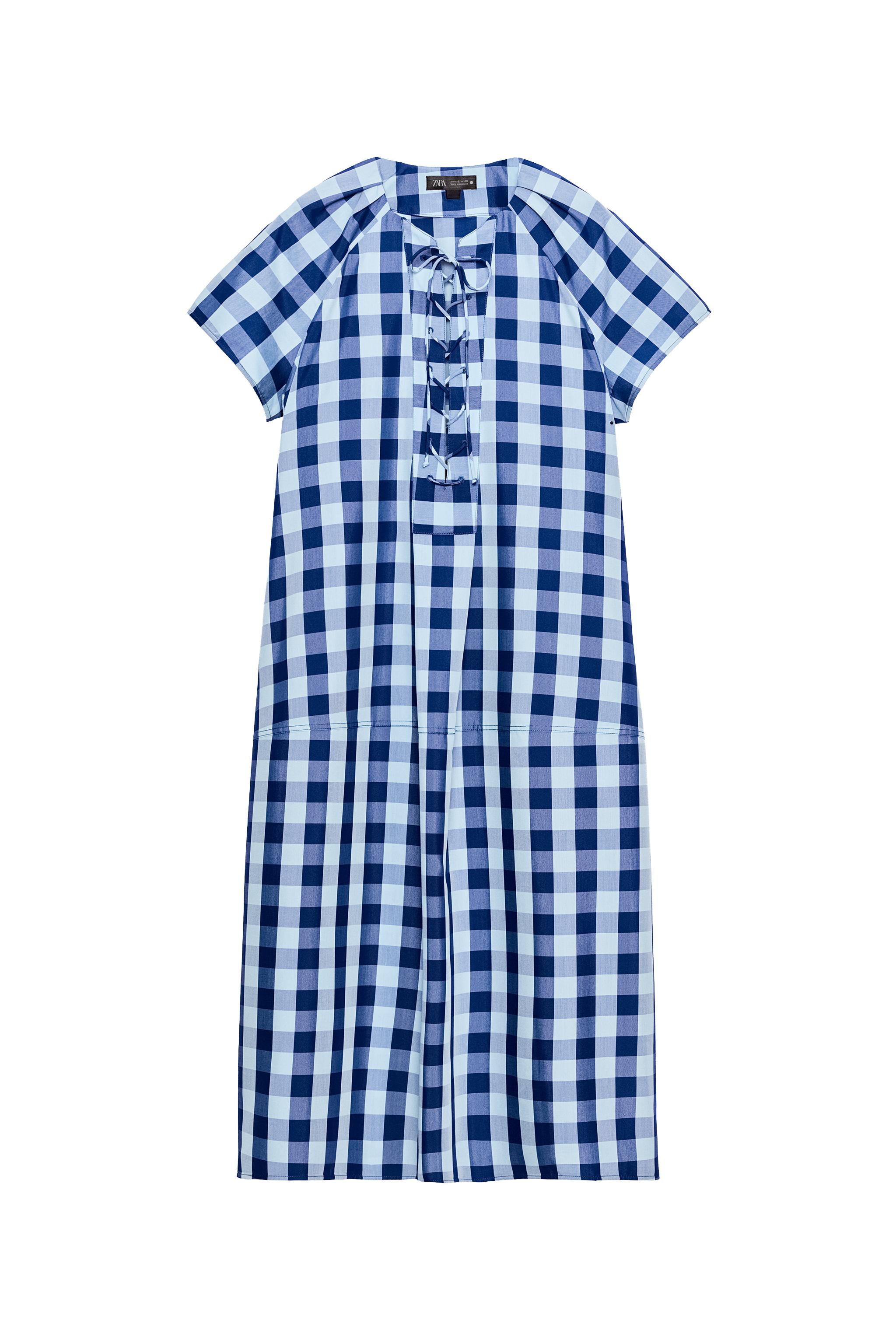 zara blue check dress Boden Women's Zara Cross Waist Jersey Dress in Blue