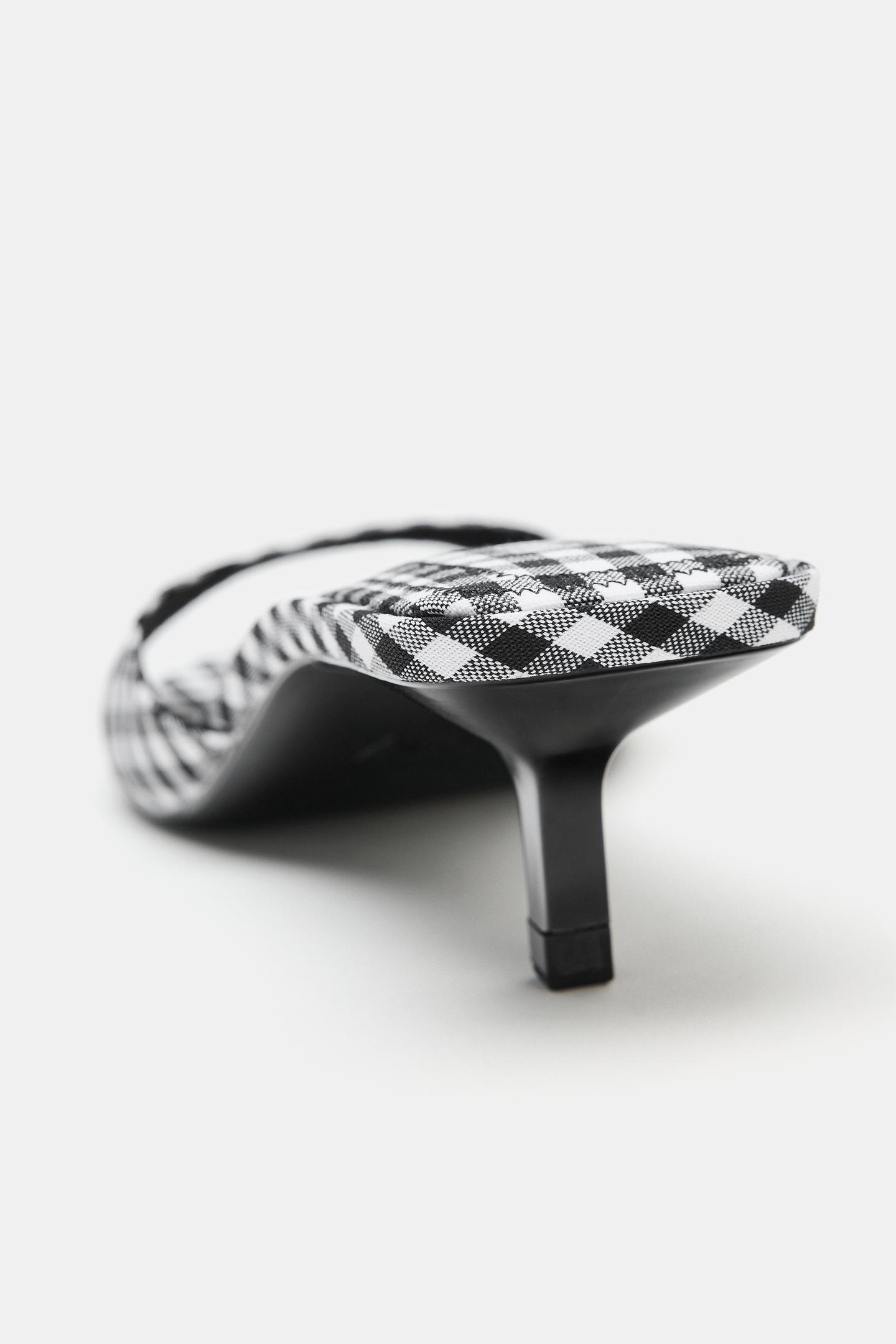 Женские сандалии Zara Gingham Print Kitten Heel, цвет: Разноцветный — фото 4