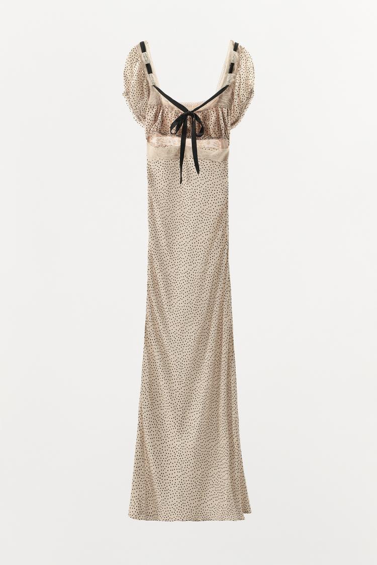 POLKA DOT DRESS WITH CONTRAST TIE