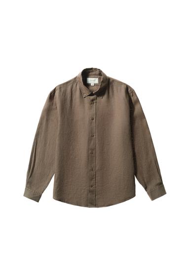 100% LINEN SHIRT - camel by Zara