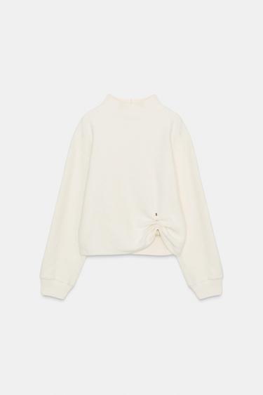 Zara 質樸飾針圓領衫 - 裸色