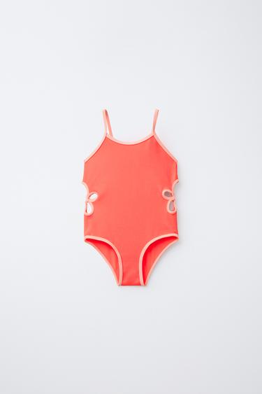 AGES 6-14/ STRUCTURED CUT-OUT SWIMSUIT - Coral by Zara
