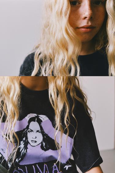 Zara OLIVIA RODRIGO ™ WASHED EFFECT T-SHIRT - Dark anthracite