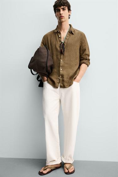 CHEMISE DÉLAVÉE 100 % LIN - Toffee de Zara - Image 4