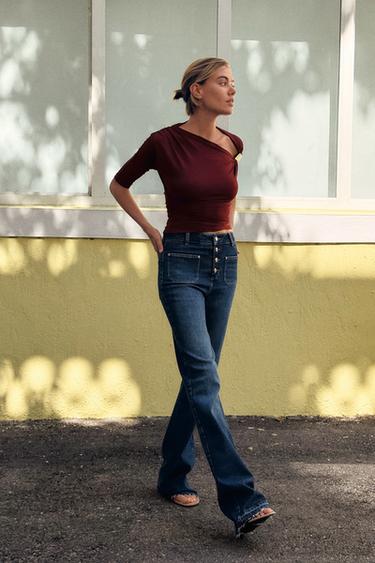 ASYMMETRIC POLYAMIDE TOP - Burgundy by Zara