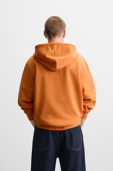 RELAXED FIT ZIP-UP HOODIE - Orange by Zara - Image 2