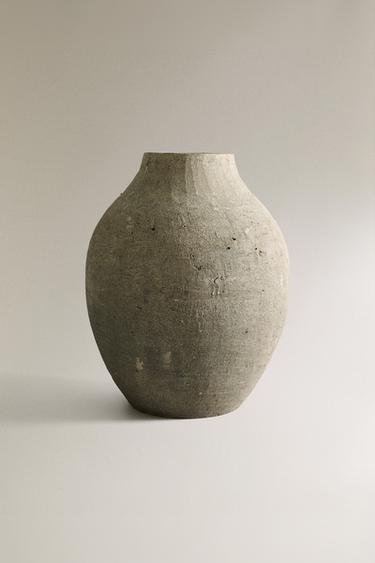 IRREGULAR CERAMIC VASE - Dark grey by Zara - Image 0