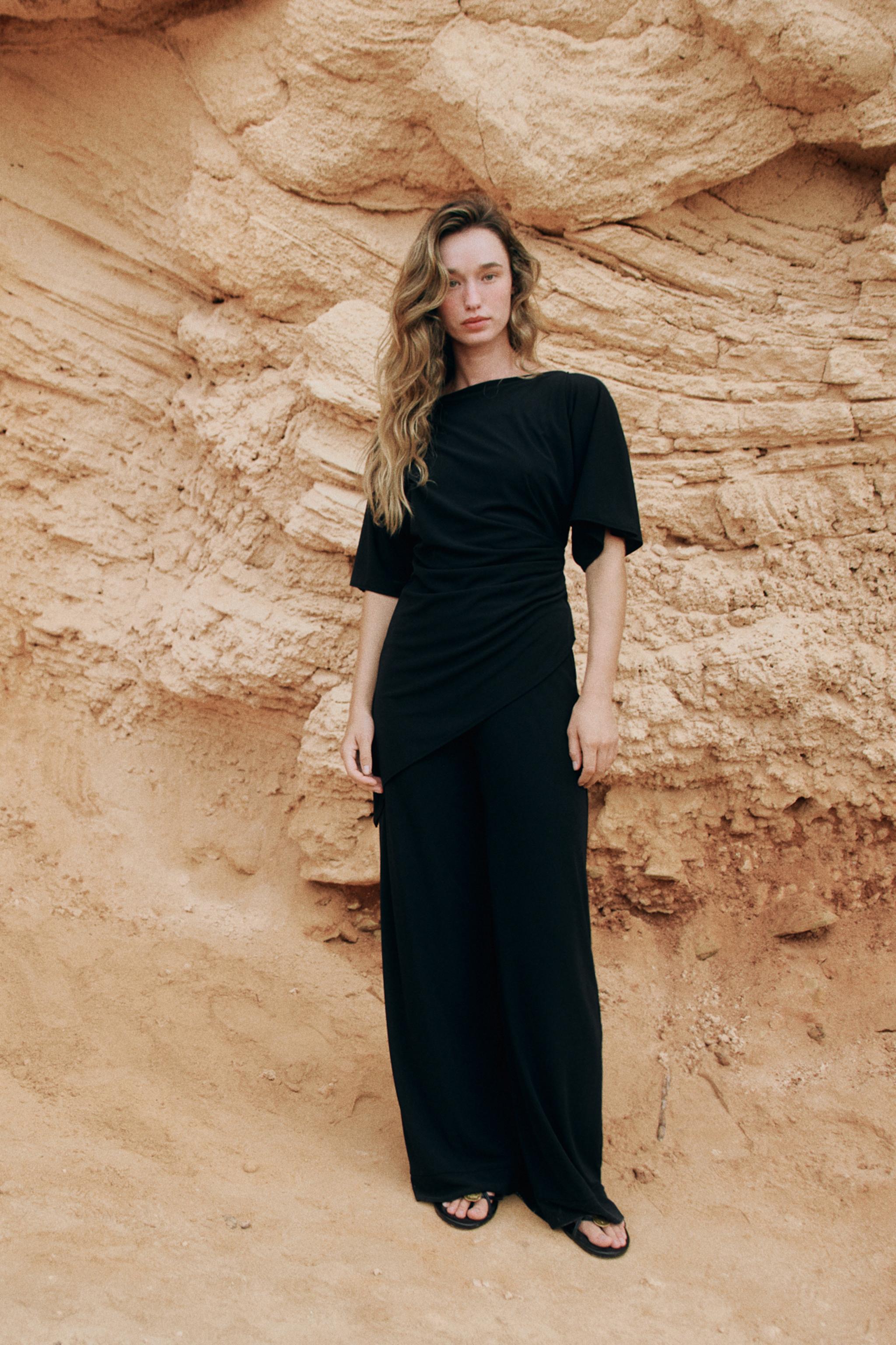 STRAIGHT LEG CREPE PANTS WITH OPENINGS