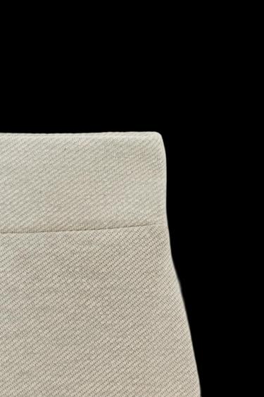 Zara TWILL WIDE LEG PANTS - Stone