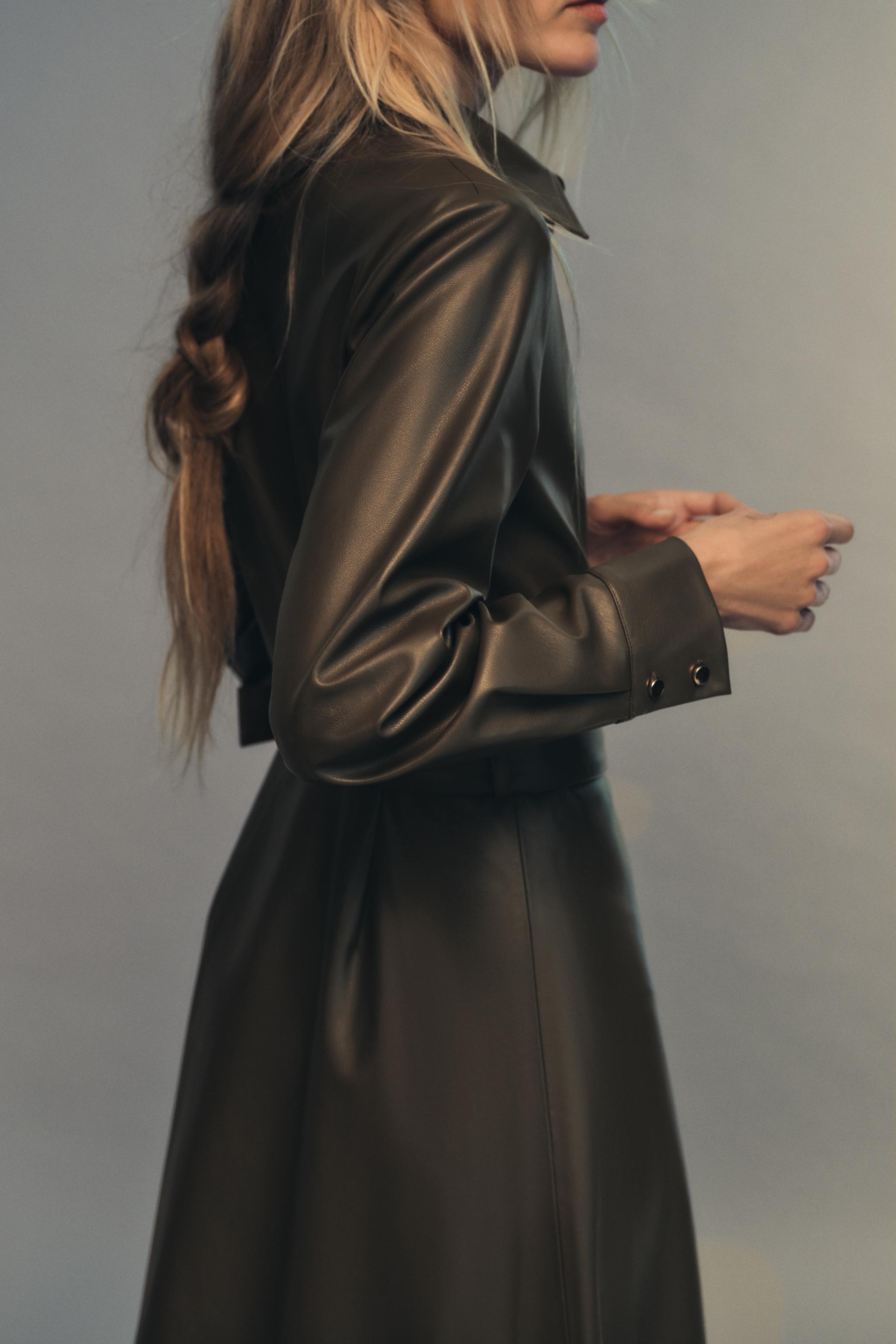 レザー風シャツワンピース - カーキ | ZARA Japan / 日本
