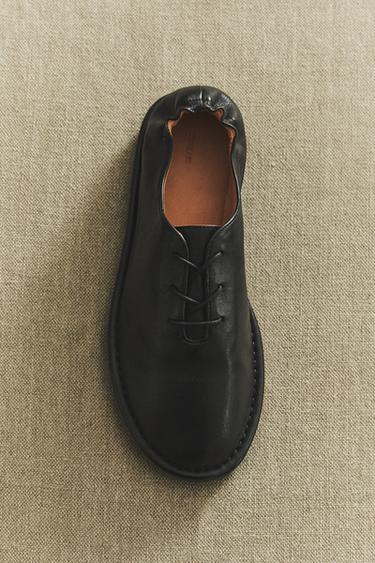 LEATHER DERBY SHOES - Black by Zara - Image 6