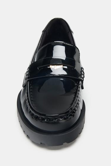Zara PENNY PLATFORM LOAFERS - Black