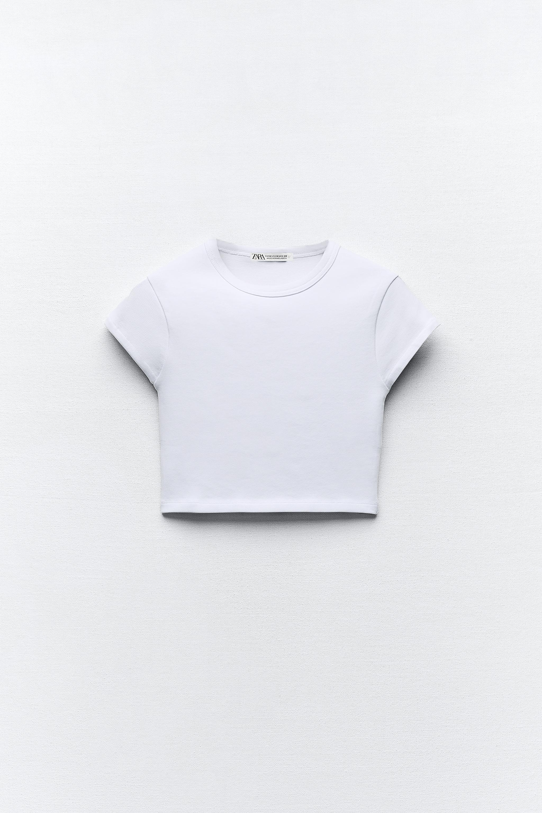 フィット クロップド Tシャツ - ホワイト | ZARA Japan / 日本