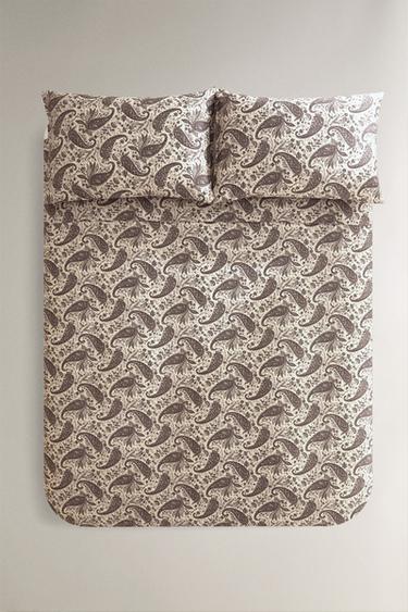 PAISLEY PRINT SATEEN DUVET COVER - Brown by Zara