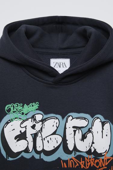 GRAFFITI PRINT HOODIE - Blue by Zara - Image 2