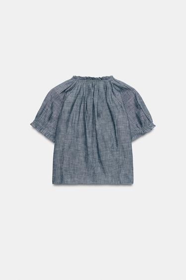 EMBROIDERED BOW SHIRT - Blue by Zara - Image 5