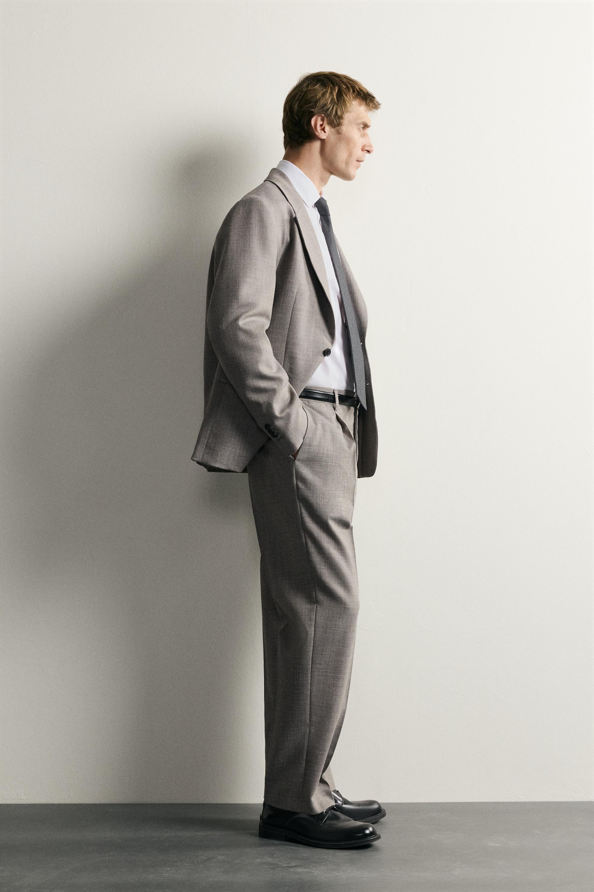 Мужские пиджаки Zara REGULAR FIT WOOL SUIT BLAZER — фото 4