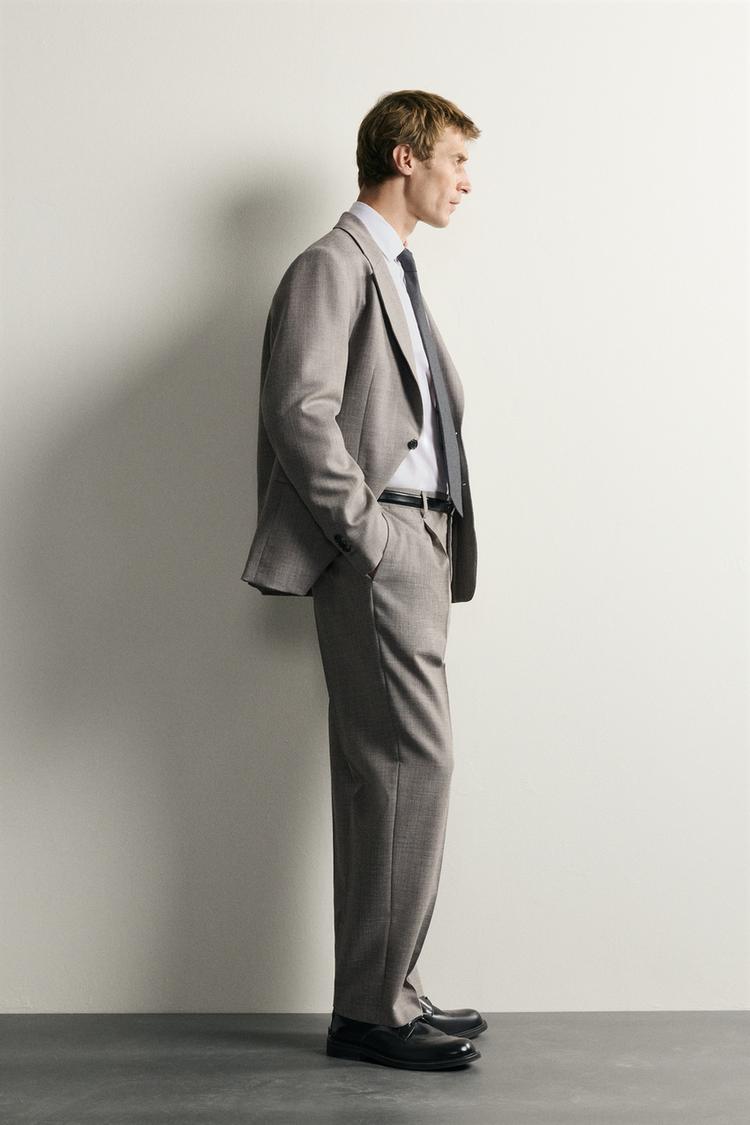 Blazer de traje de corte regular de mezcla de lana 4