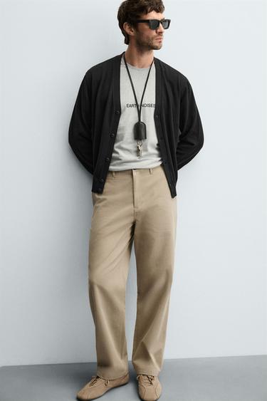 STRAIGHT-LEG CHINO TROUSERS - Beige by Zara - Image 5