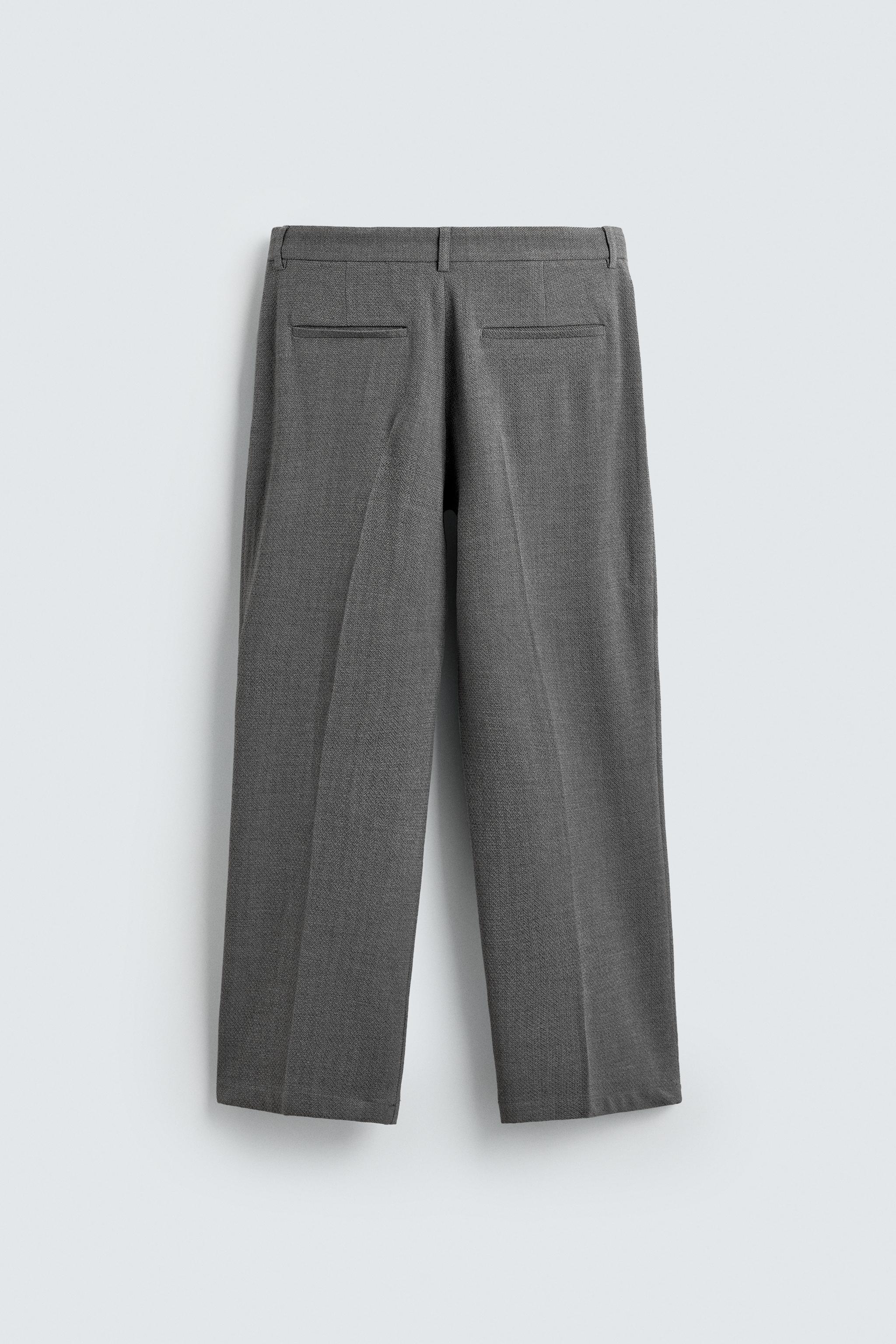 リラックスフィットヘリンボーン柄スーツパンツ - グレー | ZARA Japan