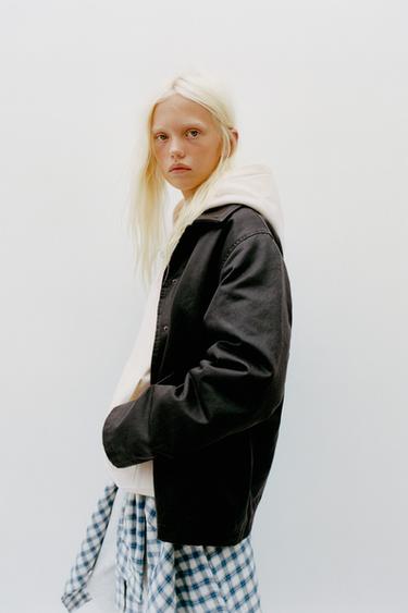 WAXED JACKET WITH LEATHER-EFFECT COLLAR - Brown by Zara