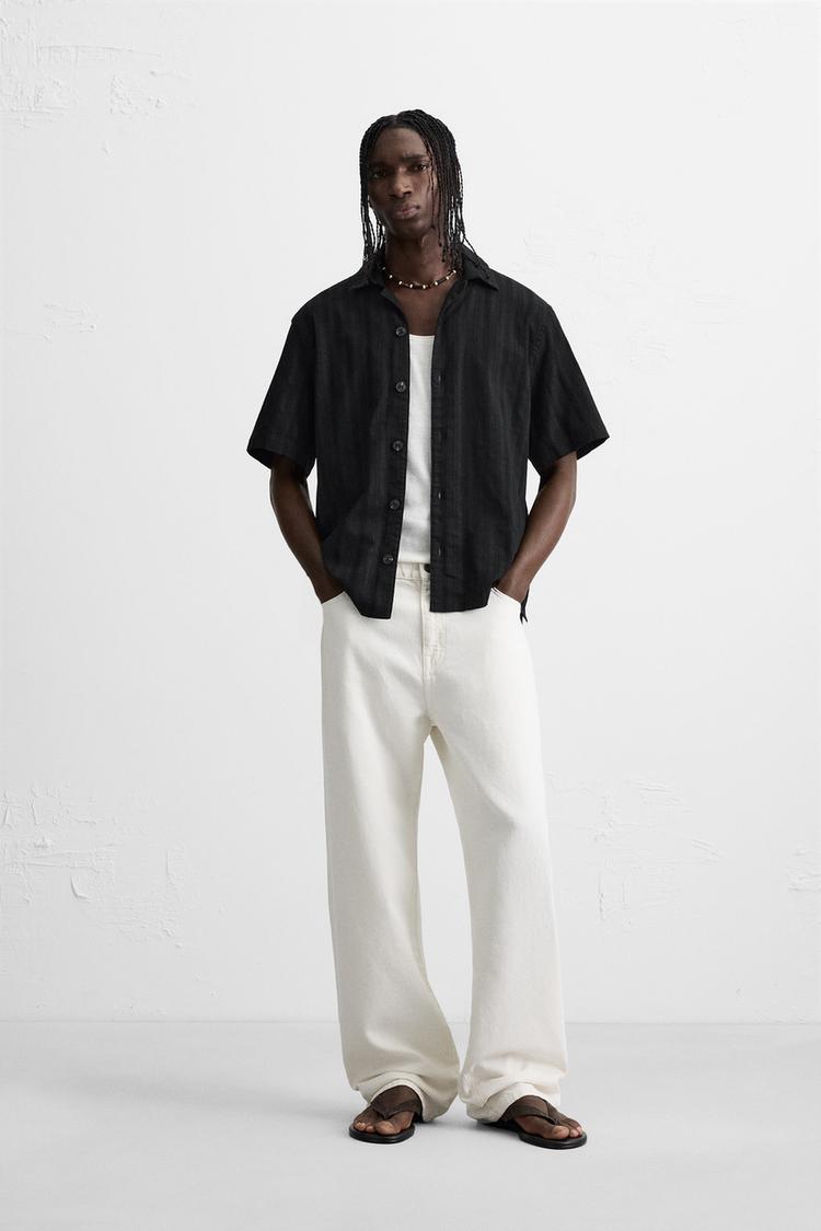 STRIPED JACQUARD SHIRT Black ZARA United States