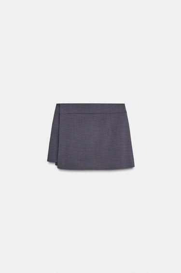 JUPE-PANTALON À CARREAUX ET PLIS PLATS - rouge/bleu marine de Zara - Image 5