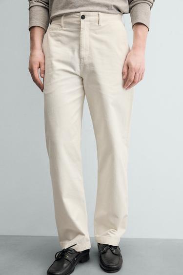 STRAIGHT-LEG CHINO TROUSERS - White by Zara - Image 4