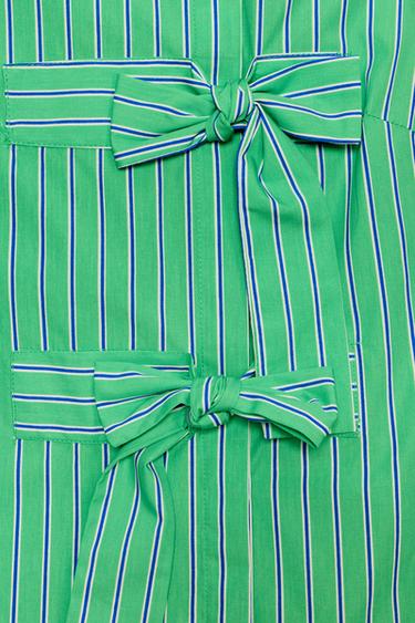 STRIPED SLEEVELESS SHIRT WITH BOWS - Green / Blue by Zara - Image 8
