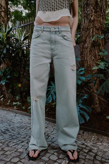 JEAN Z1975 DROIT TAILLE MI-HAUTE DÉCHIRÉ - Bleu clair de Zara - Image 1