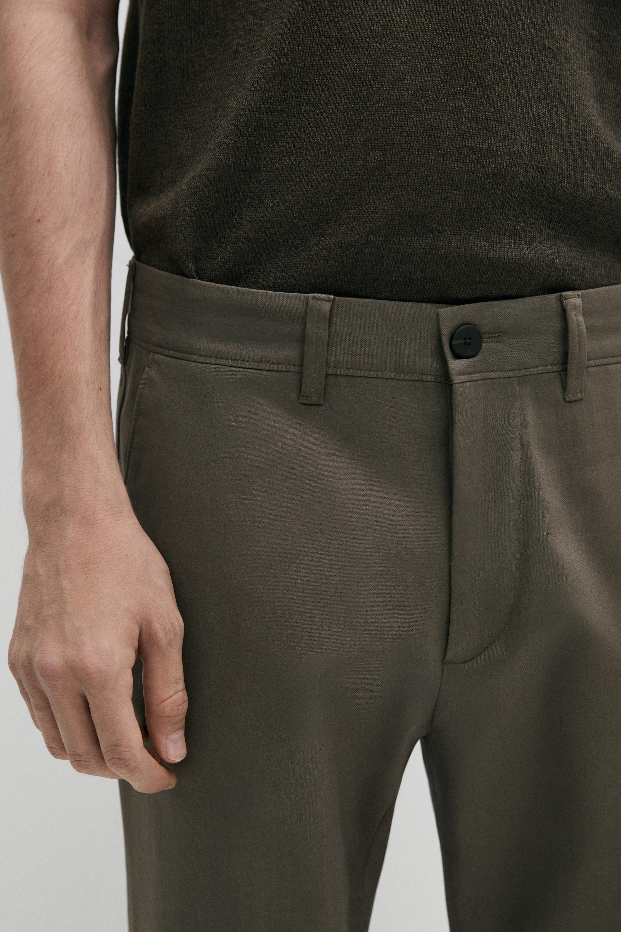Cotton blend slim fit pants