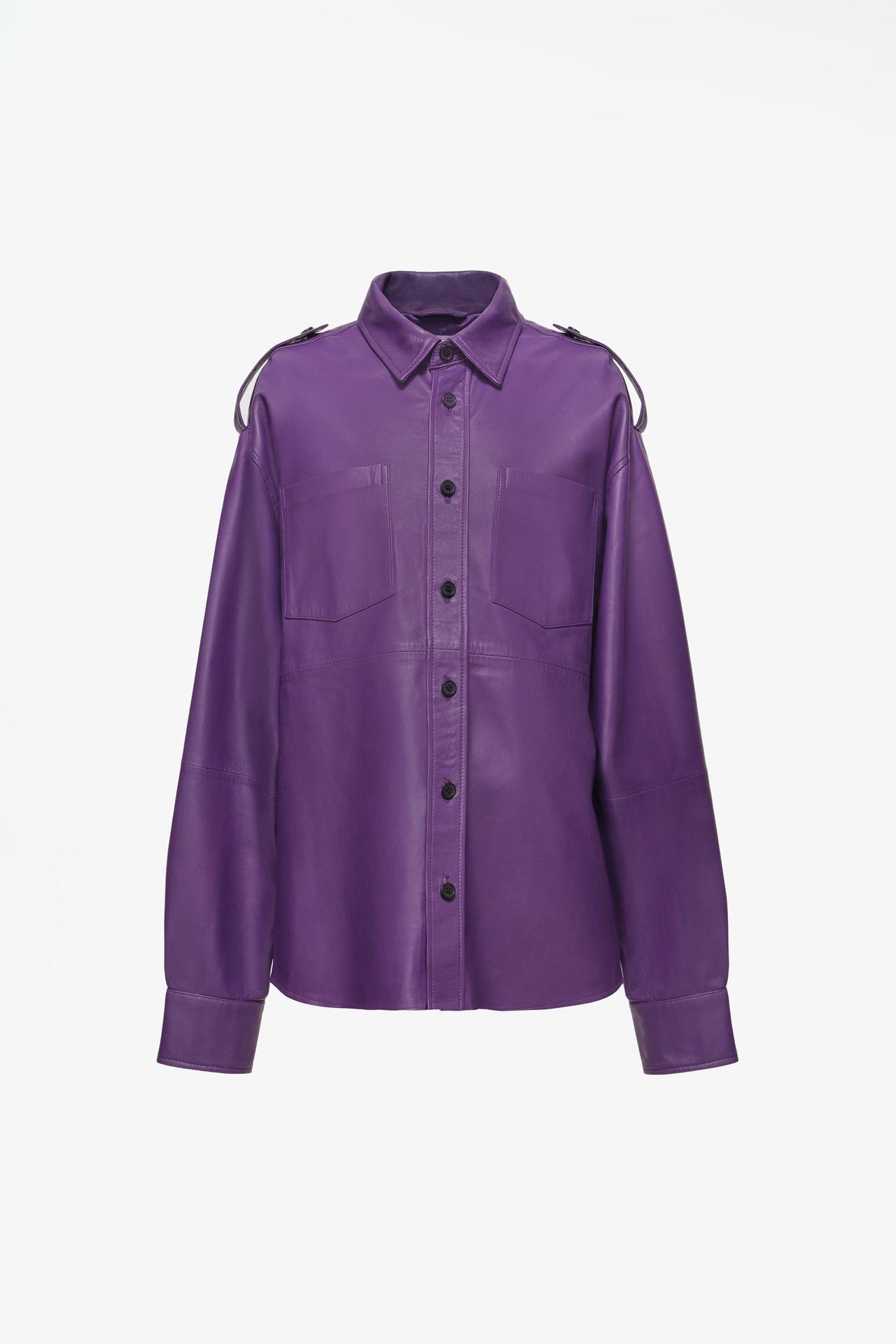 LIMITED EDITION RELAXED-FIT LEATHER SHIRT — Purple
