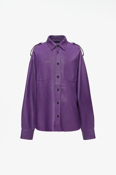 LIMITED EDITION RELAXED-FIT LEATHER SHIRT — Purple 1