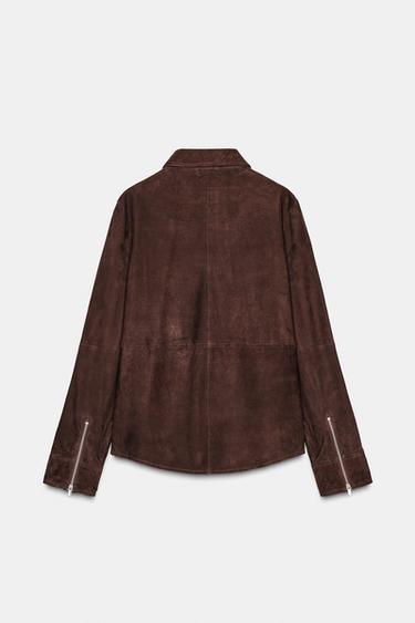 ZW COLLECTION LIMITED EDITION 100% SUEDE LEATHER OVERSHIRT - Brown by Zara - Image 5