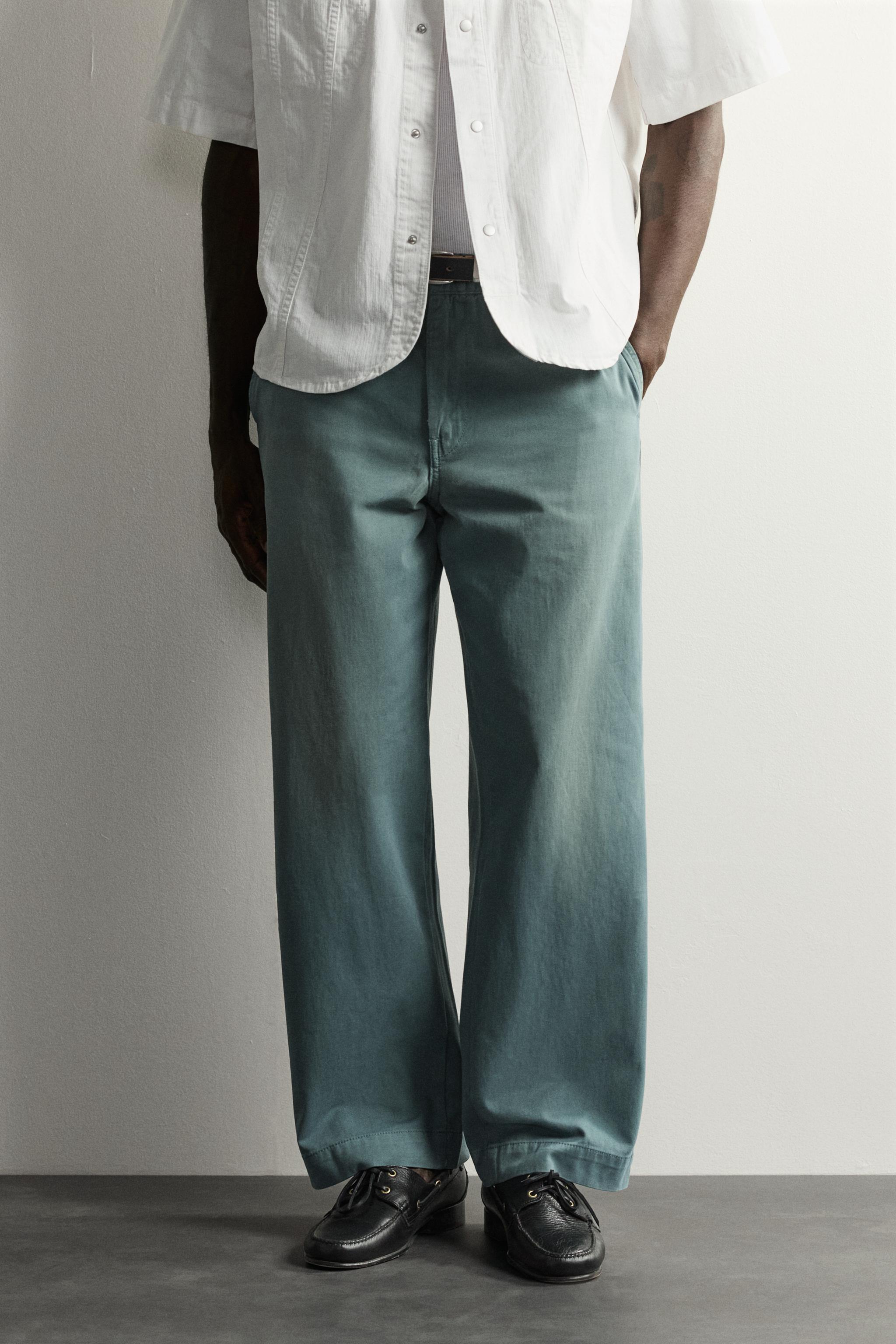 DENIM CHINO PANTS — Green