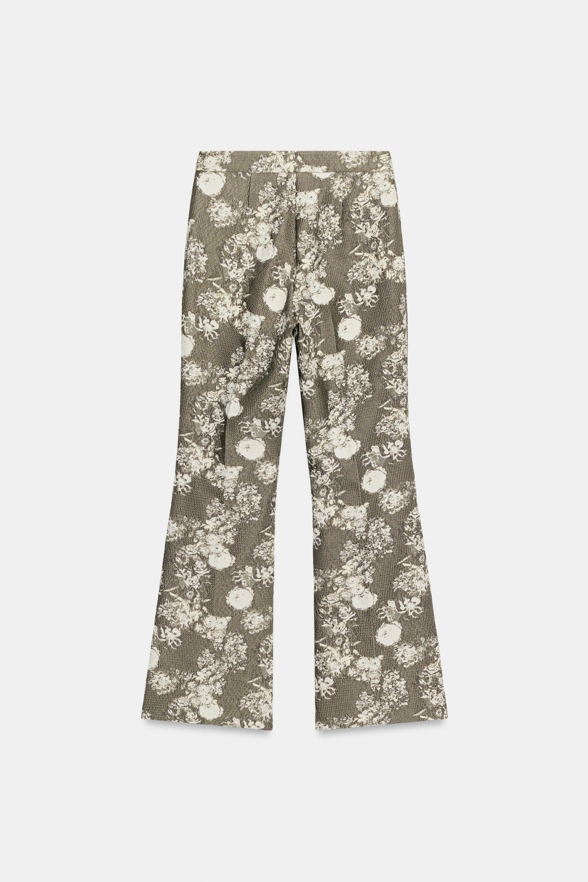 Zara JAKARLI KUMAŞ ÇAN KESİM PANTOLON görsel 5