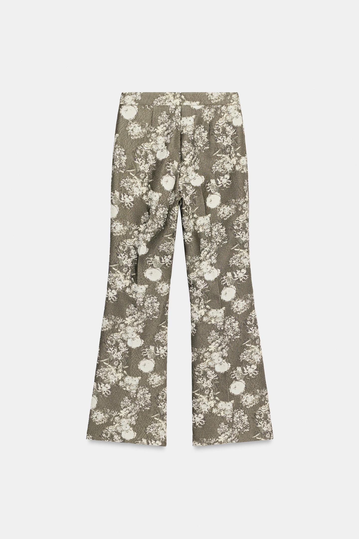 Женские брюки Zara Jacquard Flare, цвет: Серо-коричневый серый — фото 5