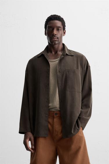 CAMISA OVERSIZE FIT - Chocolate de Zara