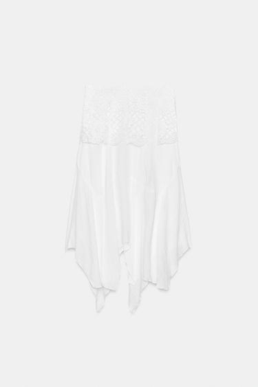 JUPE MI-LONGUE ASYMÉTRIQUE BRODÉE - Blanc de Zara - Image 7