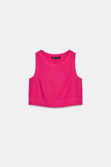 TOP MANGA SISA - Fucsia de Zara