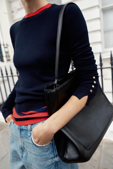 BASIC PLAIN KNIT JUMPER - Navy blue by Zara