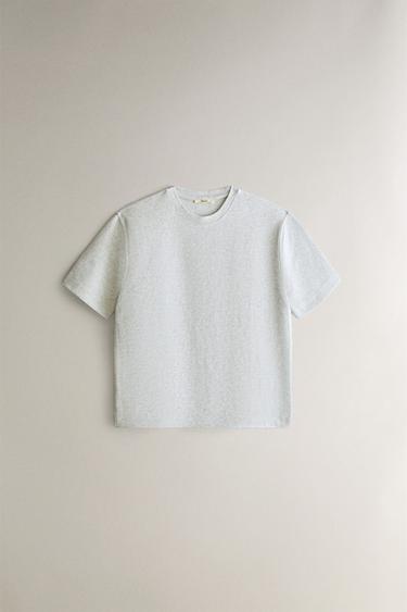 SHORT SLEEVE COTTON T-SHIRT - Grey by Zara